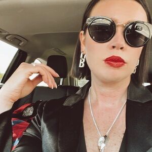 Prada Black Round Cat- Eye Sunglasses